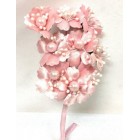 Satin Flowers with Pearls on Stem Pink